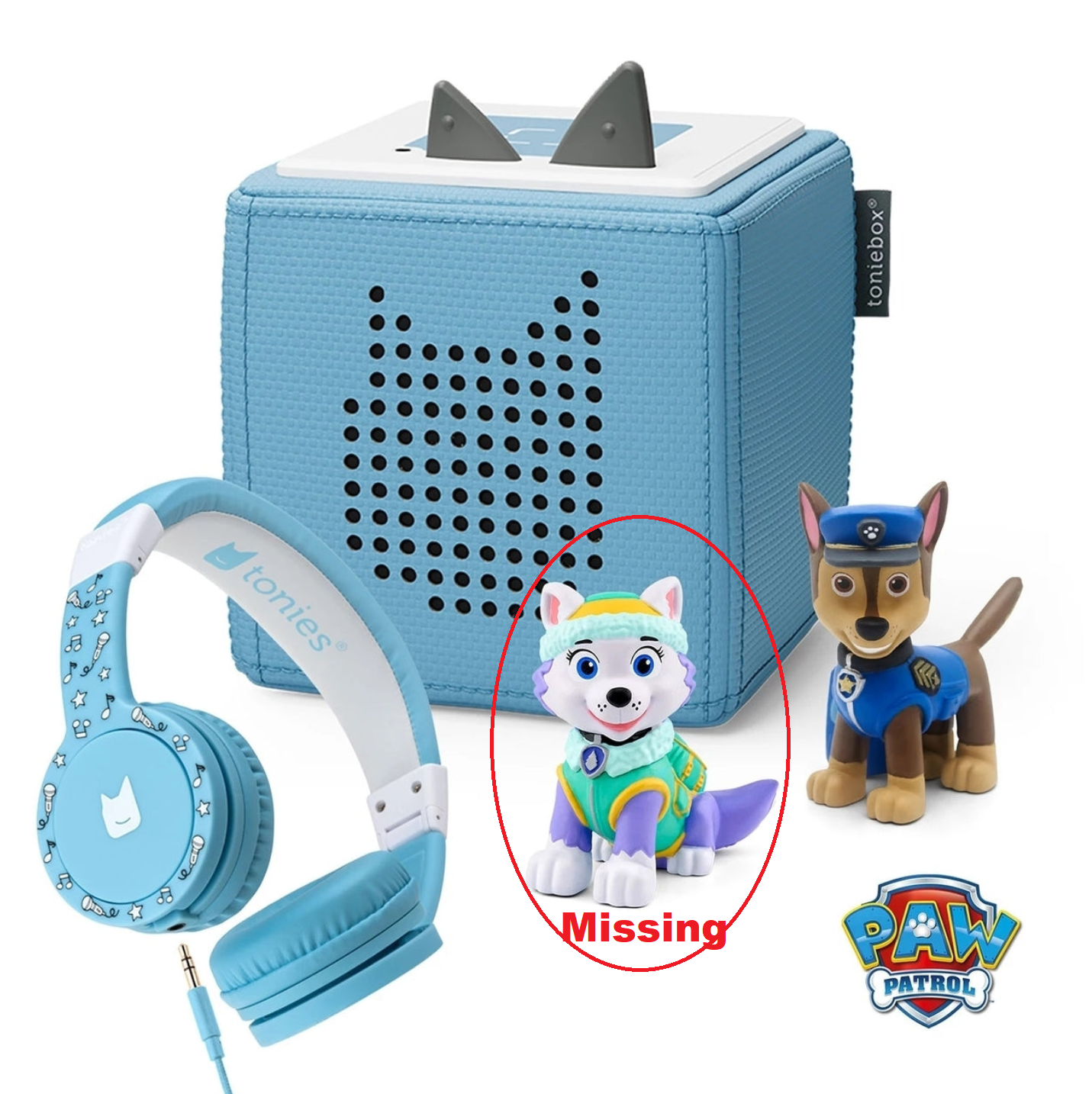 Tonies Paw Patrol Chase Starter Set W/ Everest Tonie & Headphones(MISSING EVEREST) - Bellso